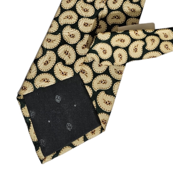 🆕ERMENEGILDO ZEGNA Green/Yellow Paisley Silk LUXURY Tie ITALY - Picture 5 of 5